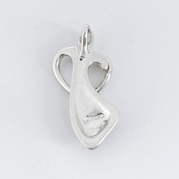 Vintage Sterling Silver 925 Abstract Heart Angel Pendant - Picture 6 of 9